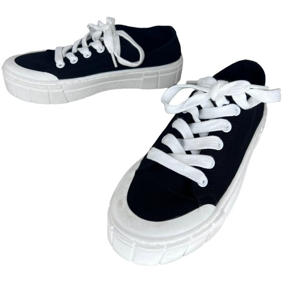 Mad Love Fran Women's Black White Lace Up Canvas Sneaker Shoes Size 7 - Picture 3 of 8